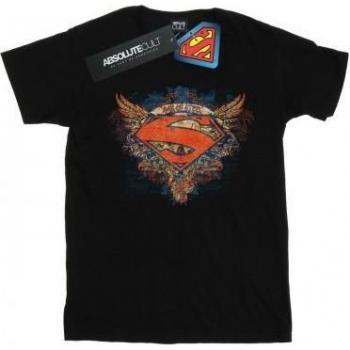 Superman Wings Shield Black Cotton T-Shirt