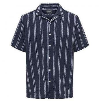 Only & Sons Marineblaues Hemd mit Streifen M