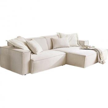 Ecksofa 3C CANDY Matteo – elegante kubische Formensprache, L‑Form, Feincord‑Bezug