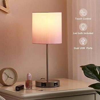 Modern Touch Lamp with Dual Ports