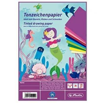 Herlitz Tonzeichenpapierblock, Motiv Meerjungfrau, 23 x 33 cm, 20 Blatt