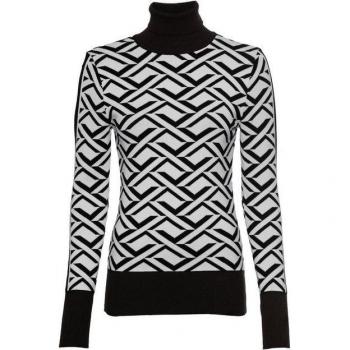 Damen Rollkragenpullover Melrose 34 – Viskose/Polyamid (70/30) in Schwarz-Weiß