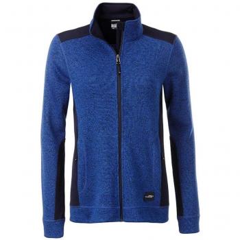 James and Nicholson Ladies Knitted Workwear Fleece Jacket (M) (Royal Blue Melange/Navy)