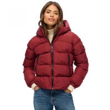 Superdry Red Hooded Sports Puffer Jacket femme