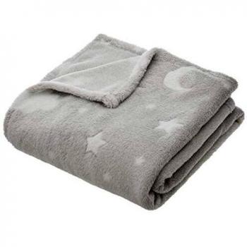Plaid phosphorescent doux 150 x 125 cm gris