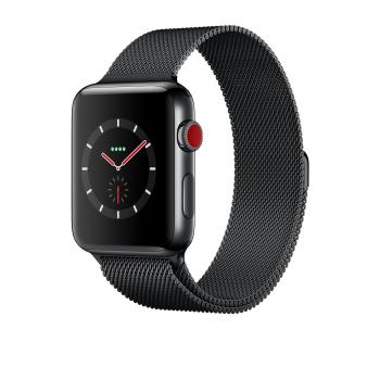 Stellar 42mm Apple Watch Series 3 – Space Black, 16GB GPS+Cellular, Stainless Steel, Milanese Loop