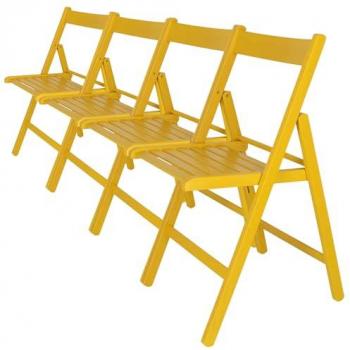 Sillas Portátiles Amarillas 4 Unidades en Madera de Haya