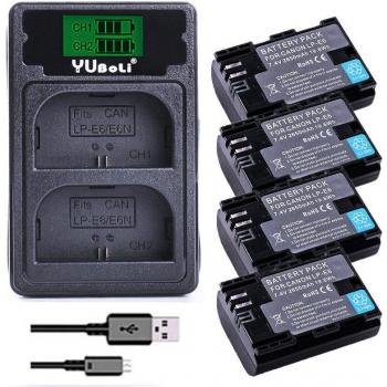 LP-E6 Dual Battery Charger with 2x 2650mAh Batteries for Canon