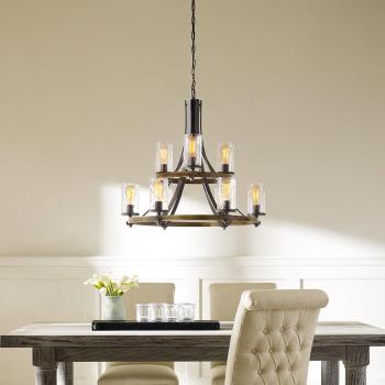 Feiss Angelo Kronleuchter E27 Distressed Weathered Oak & Slate Grey