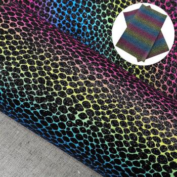 Glittery Leopard Pattern Faux Leather 20x34cm