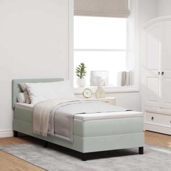 Bed a Molle LED Grigio Pallido 80x200 cm Cuscino in Velluto