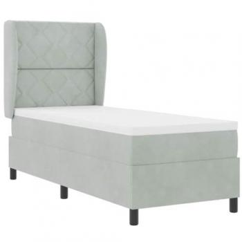 Letto in Velluto Light Gray 80x200 cm Box Spring