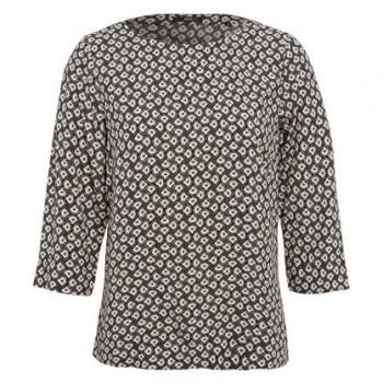 Zero Damen Regular Fit Blusenshirt mit 3/4-Arm und U-Boot Ausschnitt, Größe 40, Schwarz-Creme