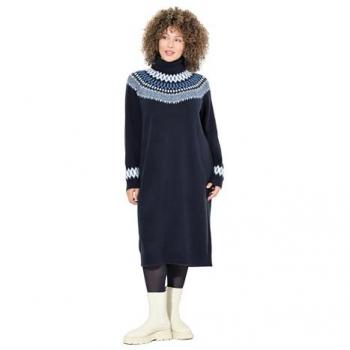 Ulla Popken Strickkleid – Norwegisches Muster, Rollkragen, mit langen Ärmeln