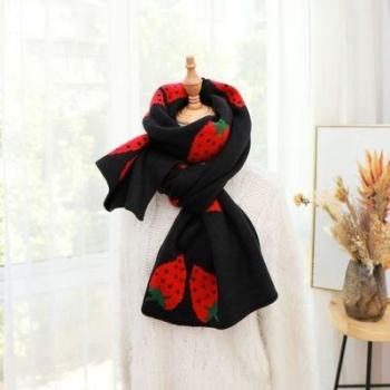 Warm Strawberry Print Scarf for Men and Women