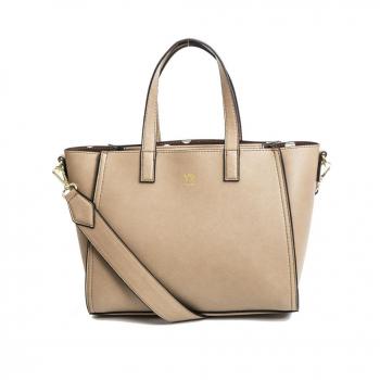 Y Not Borsa in Ecopelle Beige, Manici + Tracolla