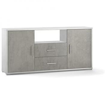 Buffet Sarmog 2 Portes 2 Tiroirs en Ciment Blanc