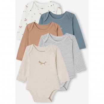 VERTBAUDET 5 Long Sleeve Organic Cotton Bodysuits