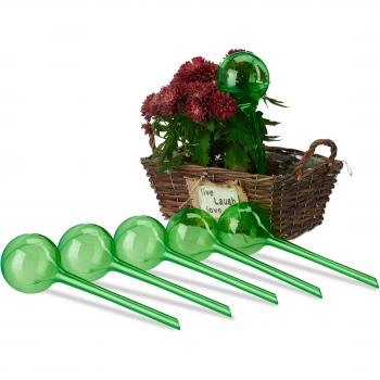 Relaxdays, set de 6 bulles d'arrosage pour plantes, 250 ml, couleur verte