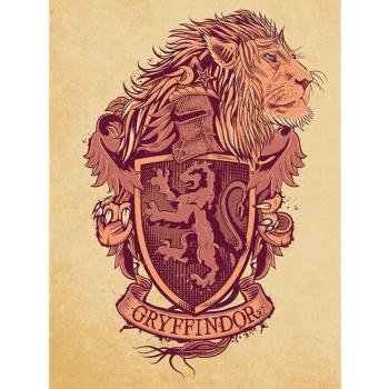 Escenario de Hogwarts: Grifín en lienzo 80 cm con fondo crema/rojo
