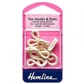 Hemline Beige Strong Flat Fur Hook & Eye Set