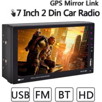 Dual Din 7-Inch Car Radio with Bluetooth, USB, and Mirror Link