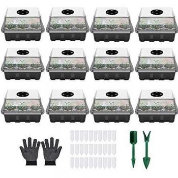 Seedling Trays, 12 Pack Seed Starter Kit with Humidity Dome