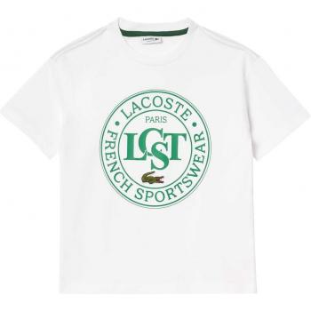 Chemise Lacoste Contrast Badge Enfant Manche Courte Blanc-Viridis