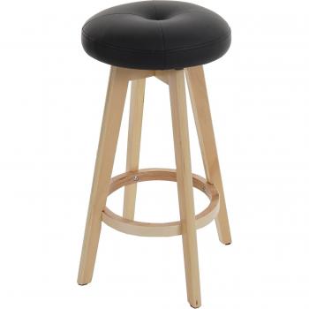 Tabouret de bar noir Navan avec pieds en bois clair