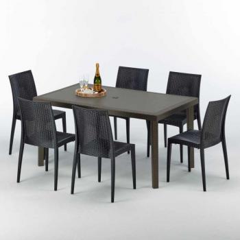 GRAND SOLEIL Polyrattan Tisch und Stühle Set
