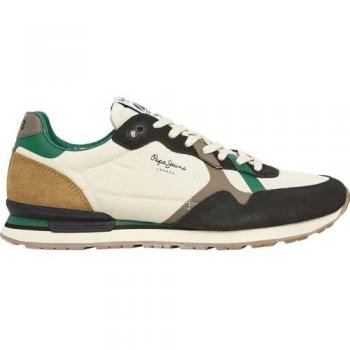 Pepe Jeans Sneaker Bassa 'Brit Cover' Beige Chiaro / Terra d'Ombra / Verde Scuro / Nero