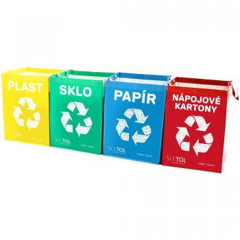 Tašky na tříděný odpad SORT EASY 4 CARTON, 30x30x40cm, 4x36l, 4ks SIXTOL