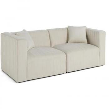 Canapé modulable 2 places en velours beige 196x74x89cm