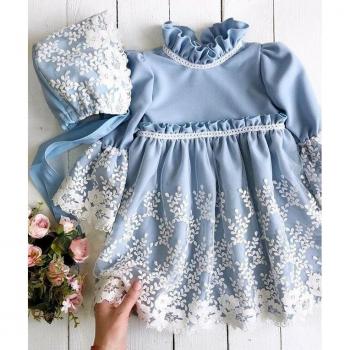 Vestido de Fiesta para Niña con Sombrero, Manga Larga, 0-5 Años