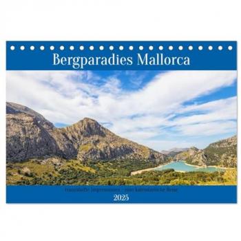 Bergparadies Mallorca (Tischkalender 2025 DIN A5 quer) CALVENDO Monatskalender