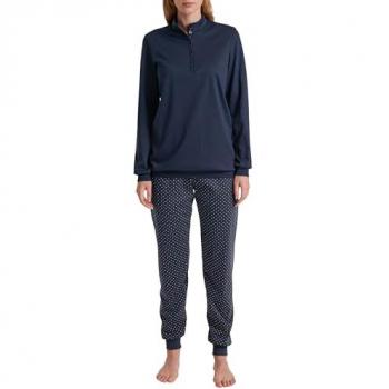 CALIDA Pyjama für Damen, Midnight Dreams, Bündchen-Design, S, Blau