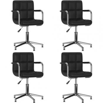 Sillas de comedor giratorias 4 unidades en cuero negro