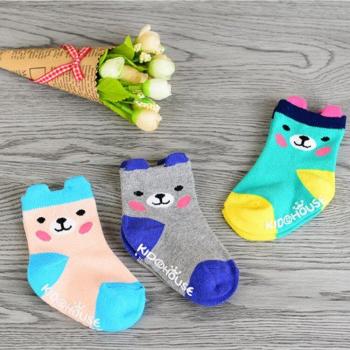 Herbst/Winter Baby Socken 3 Paar mit Cartoon-Ohr-Design, Baumwolle, 0-3 Jahre