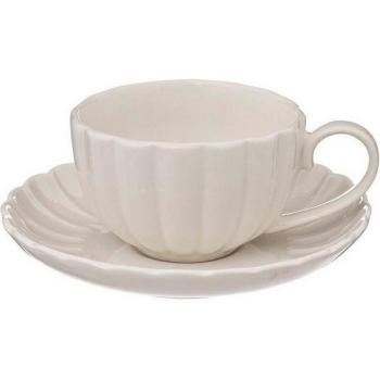 Lot de 6 tasses et sous-tasses Romy 9 cm blanc – édition Secret Gourmet