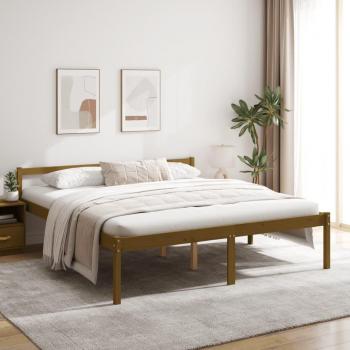 Cama senior sin colchón madera de pino marrón miel 200x200 cm