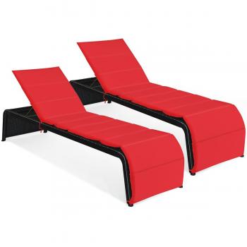 Adjustable Rattan Patio Recliners with Cushions