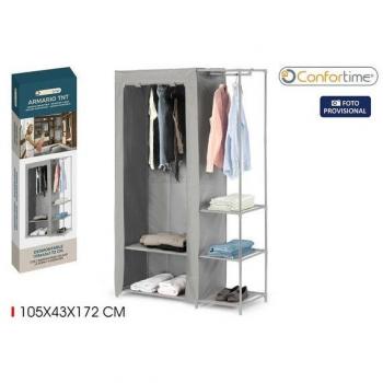 STARLEY-Armario metal con gran capacidad con tela para dormitorio, fácil de montar, desmontable estructura metálica de la colección TNT 105x43x172cm