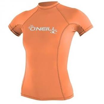 Maglietta O'Neill Basic Skins Donna Manica Corta Arancione UV Rashguard