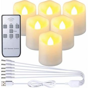 Pack 6 Bougies LED sans flamme – Rechargeables avec télécommande, idéal Halloween