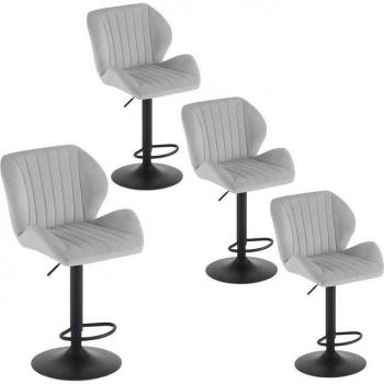 EUGAD Deluxe Barhocker Set – 4 Stück, höhenverstellbar, drehbar, metallisch, samtbezogen
