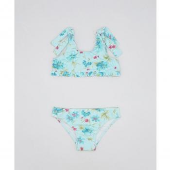 Bikini de flores para bebé en azul