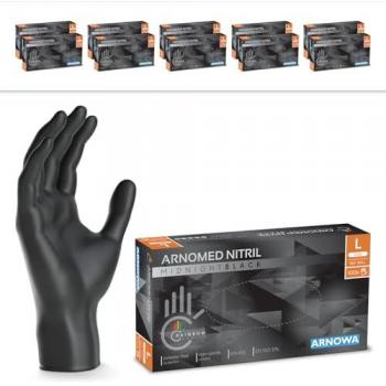 ARNOMED Nitril‑Midnight‑Black Handschuhe – 1.000 Stück – Puderfrei – Schwarz