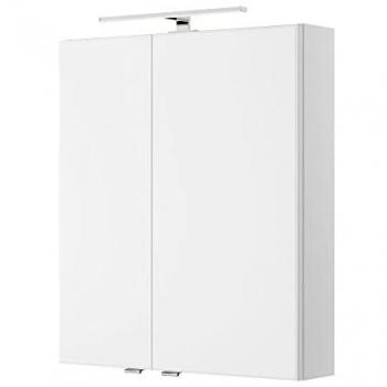 VILLATORO-66 Badezimmer Spiegelschrank mit LED Beleuchtung in weiß Glanz, B/H/T 60/70,3/14,5 cm