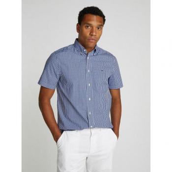 Tommy Hilfiger Flex Poplin Check Short Sleeve Shirt – Herren – Blau