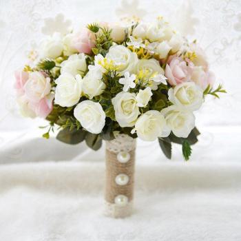 Brillance Florale – Bouquet de Mariée Rose JK202